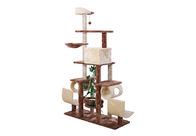 Plate / Fur Material Modern Cat Tree , Cat Scratch Tower Luxurious With Swing supplier