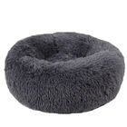 Donut Round Soft Fluffy Cat Bed , Cat Cushion Bed Plush Fur Material Grey / Pink Color supplier