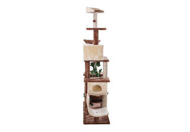 Plate / Fur Material Modern Cat Tree , Cat Scratch Tower Luxurious With Swing supplier