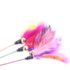 Lightweight Feather Teaser Cat Toy , Cat Feather Wand Customized Logo With Bell supplier