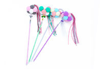 Three Color Hair Ball Funny Cat Stick , Interactive Pet Toy Size Customized supplier