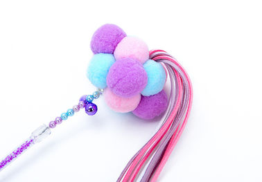 Three Color Hair Ball Funny Cat Stick , Interactive Pet Toy Size Customized supplier