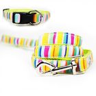 Cute Dog Collars And Leashes 600D Rainbow Oxford Material With Strong ABS Buckle supplier