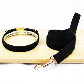 4 Size Dog Collars And Leashes Luxury Padded Decorative Velvet Customized Logo supplier