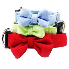 Cute Classic Ribbon Dog Collars , Designer Dog Collars Bamboo Hemp Material supplier