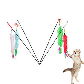 Fashion Interactive Cat Toys Soft Plush Feathers Stick Long Tail Educational Cat Toys supplier