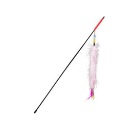 Fashion Interactive Cat Toys Soft Plush Feathers Stick Long Tail Educational Cat Toys supplier