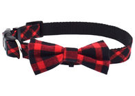 Butterfly Knot Dog Walking Collars , Cute Dog Collars Plaid Fashionable Weatherproof supplier