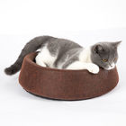 Weigth 270g Soft Round Cat Bed Brown Color PU Leather Material Customized Logo supplier