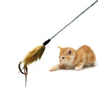 Cute Kitty Teaser Cat Toy , Interactive Cat Toys Feather Stick For Kitten supplier