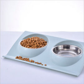 Fashionalbe Pet Food Feeder / Combination Double Bowl Thick Non - Tasteless supplier