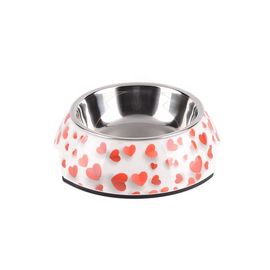 Customized Pattern Pet Food Feeder Melamine / Stainless Steel Material supplier