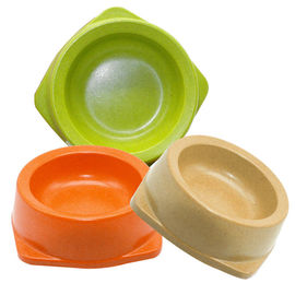 Customized Size Ceramic Pet Bowl , Pet Food Bowl Green / Orange / Beige Color supplier