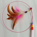 Popular Handmade Interactive Cat Toys Soft Teaser Stick Toy With Feather supplier