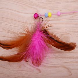 Popular Handmade Interactive Cat Toys Soft Teaser Stick Toy With Feather supplier