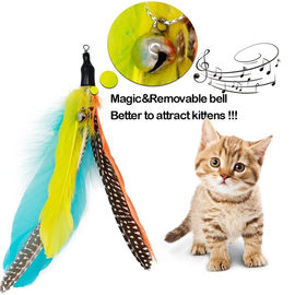 Retractable Cat Toy , Cat Feather Wand Toy With 1 Pole 7 Attachments Worm Birds Feathers supplier