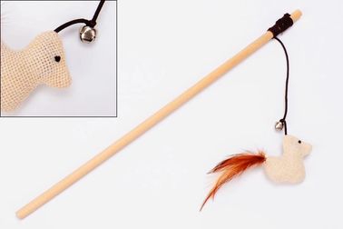 Cute Wood Cat Teaser Toy Sisal Material Size Customized For Dog / Cat supplier