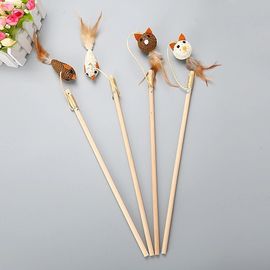 Cute Wood Cat Teaser Toy Sisal Material Size Customized For Dog / Cat supplier