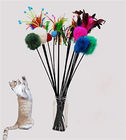 Cute Colourful Artificial Cat Toy Feather Wand , Cat Catcher Toy For Kitten supplier