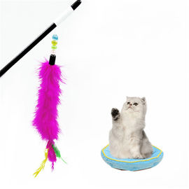 Colorful Rabbit Hair Cat Feather Teaser Wand Toy Size Customized ODM / OEM Accpeted supplier