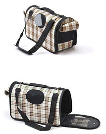 Plaid Pattern Pet Carrier Bag Lovely With Adjustable Dismountable Long Belt supplier