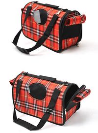 Plaid Pattern Pet Carrier Bag Lovely With Adjustable Dismountable Long Belt supplier