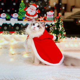 Christmas Style Luxury Cat Clothes Red Cloak Weight 0.15kg For Gift / Souvenir supplier