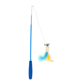 Eco Friendly Interactive Cat Toys / Cat Feather Teaser Wand With Feather supplier