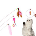 Colorful Interactive Cat Toys Wire Feather Bell Cat Tickling Stick With Logo Customized supplier