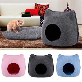 Natural Felt Cat Bed , Dog Cave Beds Funny Egg Type PET House With Cushion Mat supplier