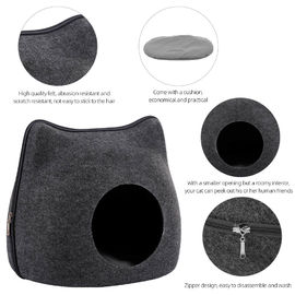 Natural Felt Cat Bed , Dog Cave Beds Funny Egg Type PET House With Cushion Mat supplier