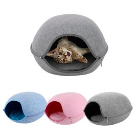 Natural Felt Cat Bed , Dog Cave Beds Funny Egg Type PET House With Cushion Mat supplier