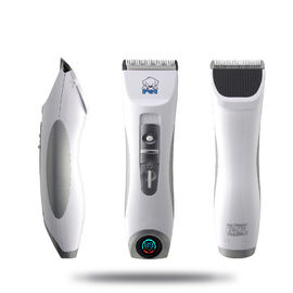 Silver Color Professional Pet Clippers , Pet Fur Trimmer With Digital LCD Display supplier