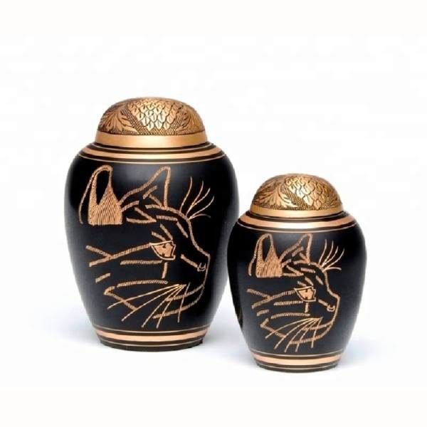 Cat Pattern Pet Urns / Personalized Cat Urns Eco-Friendly Brass Material supplier