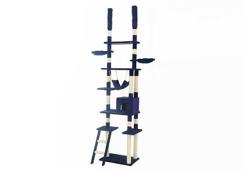 Adjustable Height Cat Scratching Tree , Stylish Cat Tree With Auxiliary Stairs supplier