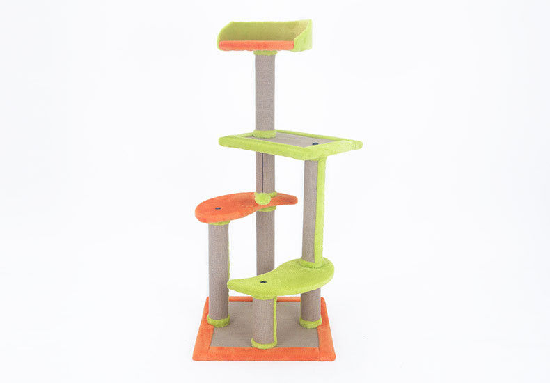 Four Story Kitten Climbing Frame Green / Orange Color Beautiful With Gazebo supplier