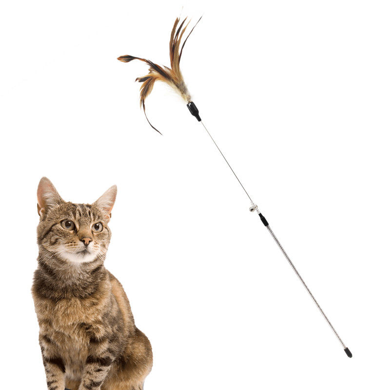 Funny Exerciser Playing Interactive Cat Toys Plastic Material With Feather Fur supplier