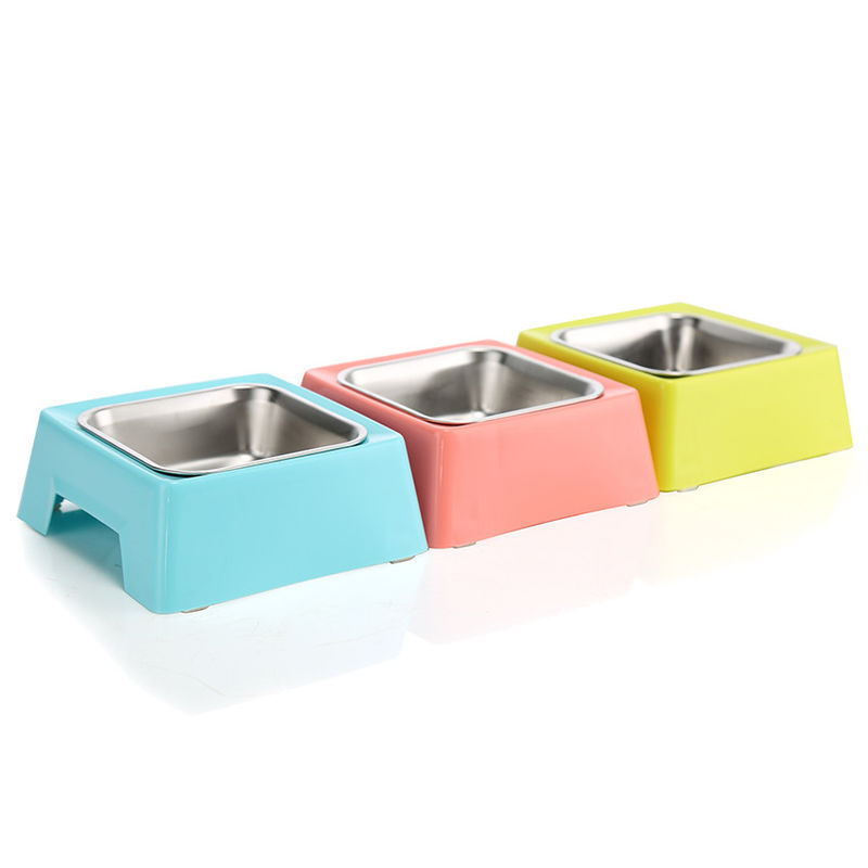 Weight 170 G Stainless Steel Pet Bowls Portable Blue / Green / Pink Color supplier