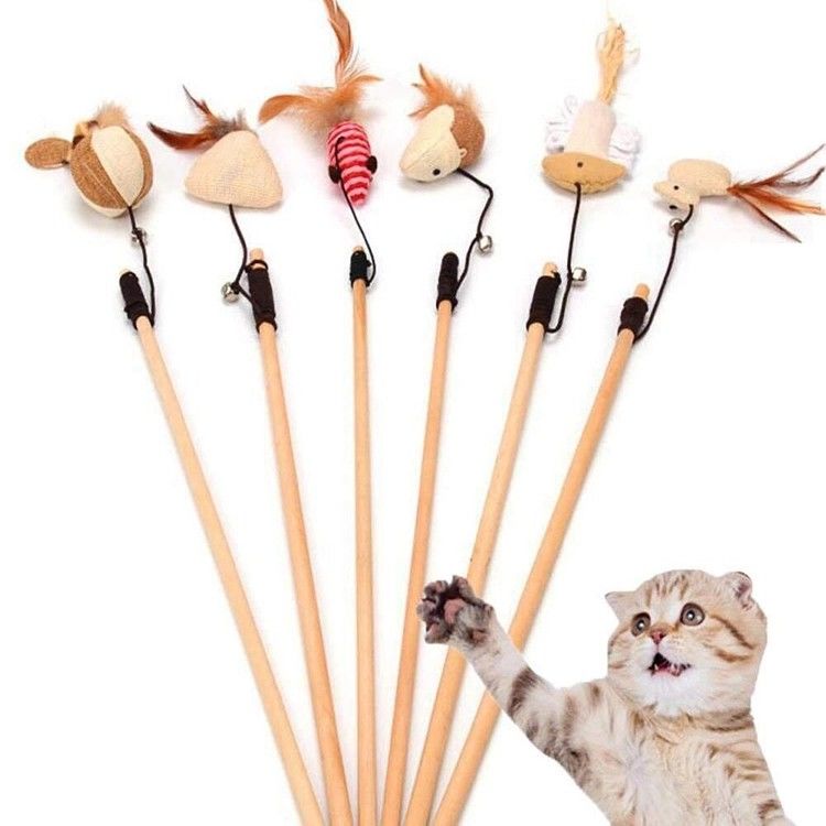 Cute Wood Cat Teaser Toy Sisal Material Size Customized For Dog / Cat supplier