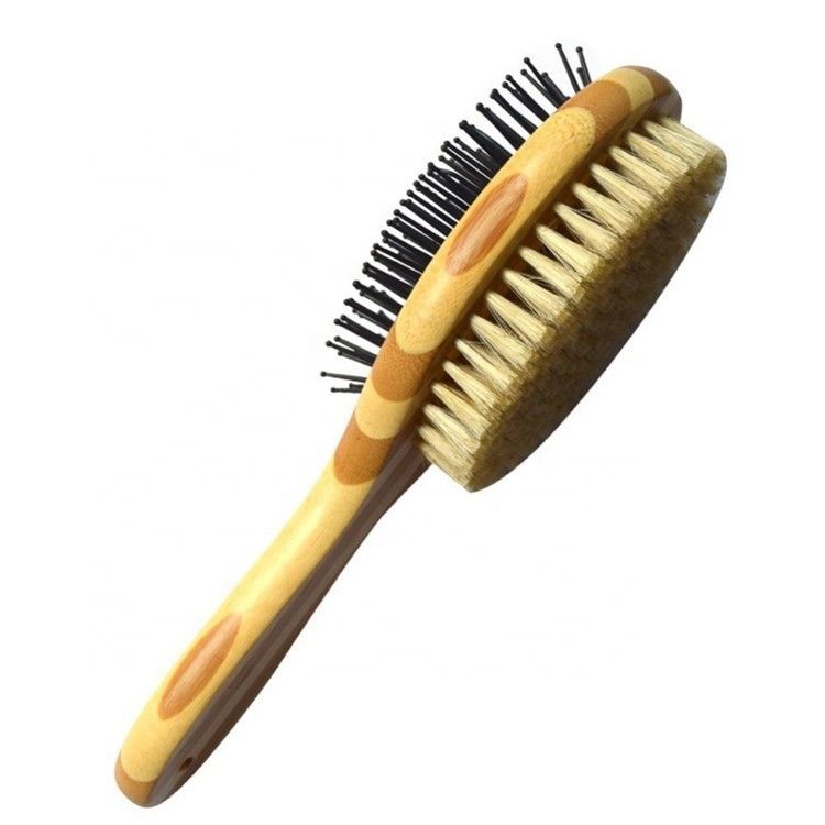 Vent Design Pet Grooming Comb , Dog Shedding Brush Solid Wood Handle supplier