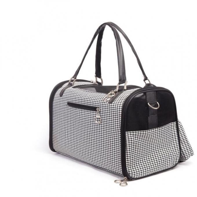 Classic Pet Carrier Bag Houndstooth Pattern Heavy Duty Customized Logo